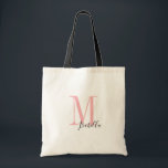 Personlig elegant enkel namn och monogram tygkasse<br><div class="desc">Elegant Modern Personlig monogram och namn tote bags i rosa och svart färg,  enkelt och snyggt. underbara personlig-brudens sida ger vid bröllopsfest,  möhippa eller bachelorette-parti. Anpassa monogrammet eller namn med färg eller teckensnitt.</div>
