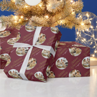 Personlig Elegant Familjefoto Röd Jul Presentpapper