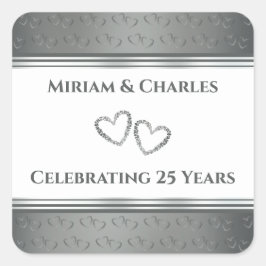 Personlig Elegant Fin Silver 25-årsjubileum Fyrkantigt Klistermärke