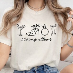 Personlig Elegant Framtida Fru Namn Bröllopsduschp T Shirt