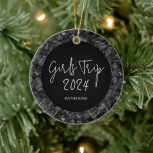 Personlig Elegant Girls Resa Faux Glitter Foil Julgransprydnad Keramik