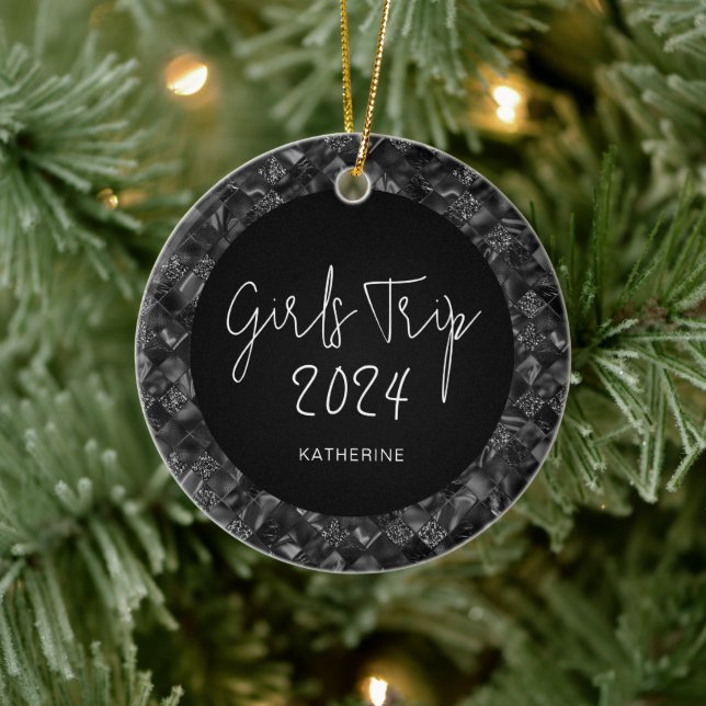 Personlig Elegant Girls Resa Faux Glitter Foil Julgransprydnad Keramik (Träd)