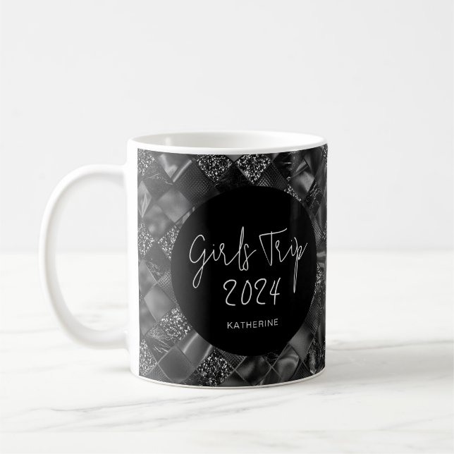 Personlig Elegant Girls Resa Faux Glitter Foil Kaffemugg (Vänster)