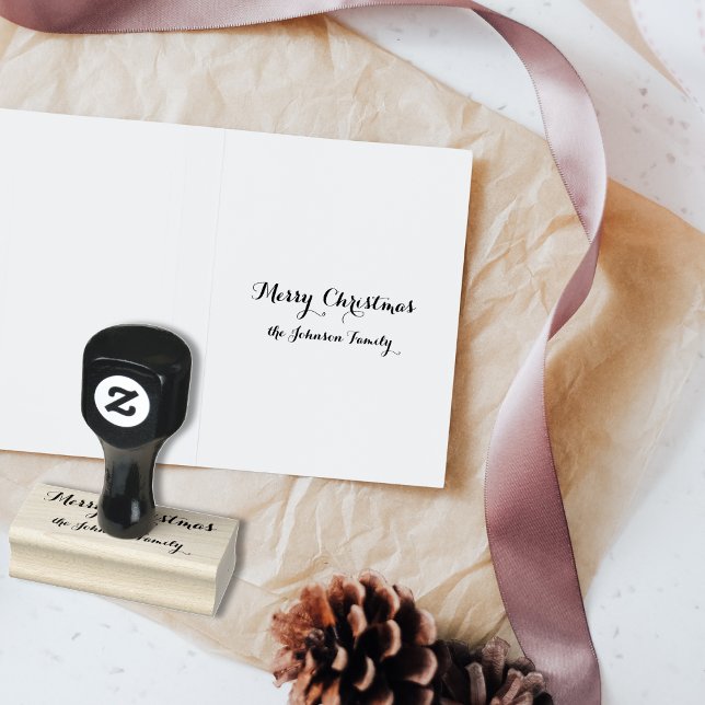 Personlig Elegant God jul Family Namn Stämpel (Personalized Elegant Merry Christmas Family Name Rubber Stamp)