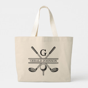 Personlig Elegant Golf Monogram Design Jumbo Tygkasse