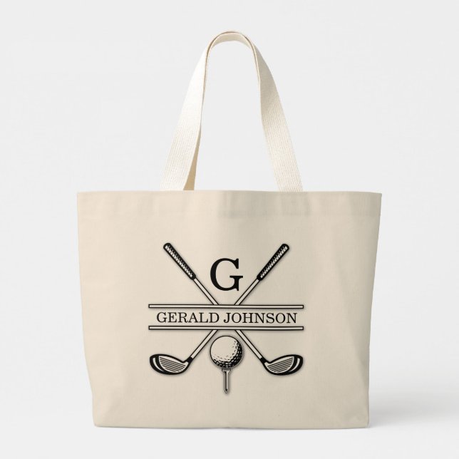 Personlig Elegant Golf Monogram Design Jumbo Tygkasse (Baksida)