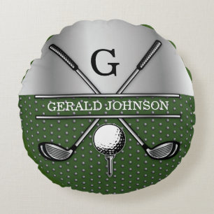 Personlig Elegant Golf Monogram-Logotyp Rund Kudde