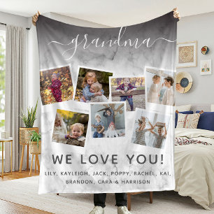 Personlig Elegant Grandma Quote & Photo Collage Fleecefilt