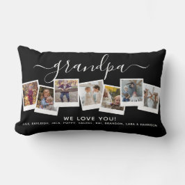 Personlig Elegant Grandpa Photo Collage Black Lumbarkudde