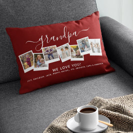 Personlig Elegant Grandpa Photo Collage Maroon Lumbarkudde