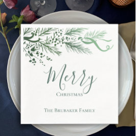 Personlig Elegant Gräs jul Hand plockade Pappersservett