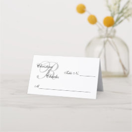 Personlig Elegant Grått Monogram Namn Bröllop Placeringskort