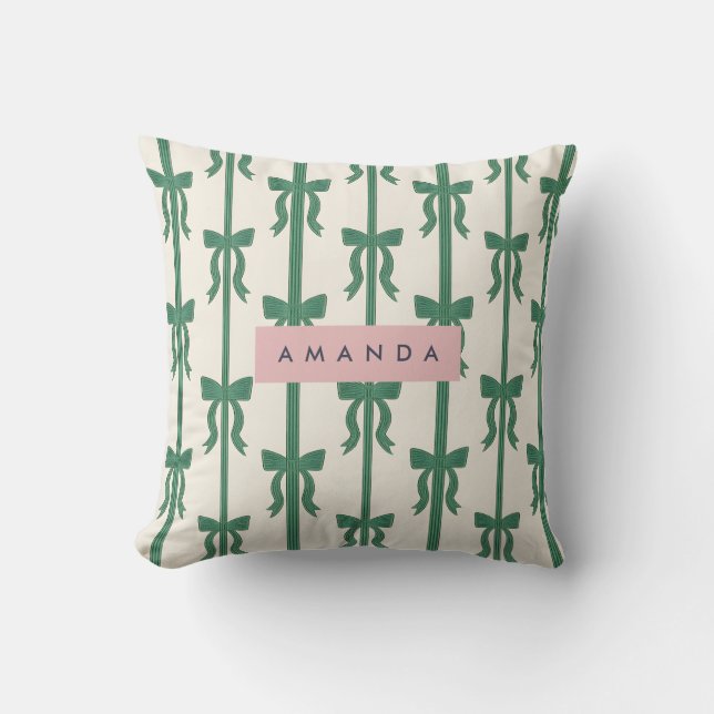 Personlig Elegant Grön Bandbåge Mönster Kudde (Framsida)