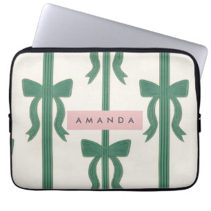 Personlig Elegant Grön Bandslinga Laptop Fodral