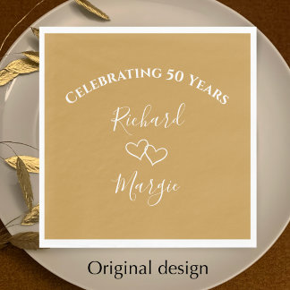 Personlig Elegant Guld 50-årsjubileum Fest Pappersservett