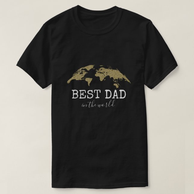 Personlig Elegant Guld Glitter bästa Pappa T Shirt (Design framsida)
