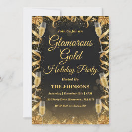 Personlig Elegant Guld Julfest Inbjudningar