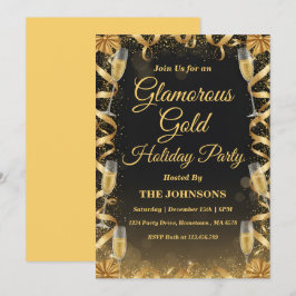 Personlig Elegant Guld Julfest Inbjudningar