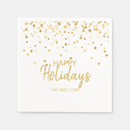 Personlig Elegant Guld Konfetti Glad helg Pappersservett
