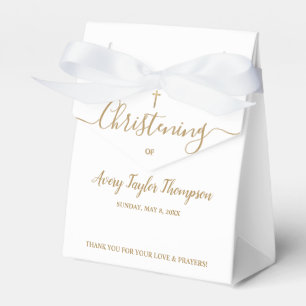 Personlig Elegant Guld Kor Christening Script Presentaskar