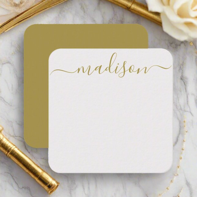 Personlig Elegant Guld Namn Kalligrafi Anteckningskort (Skapare uppladdad)