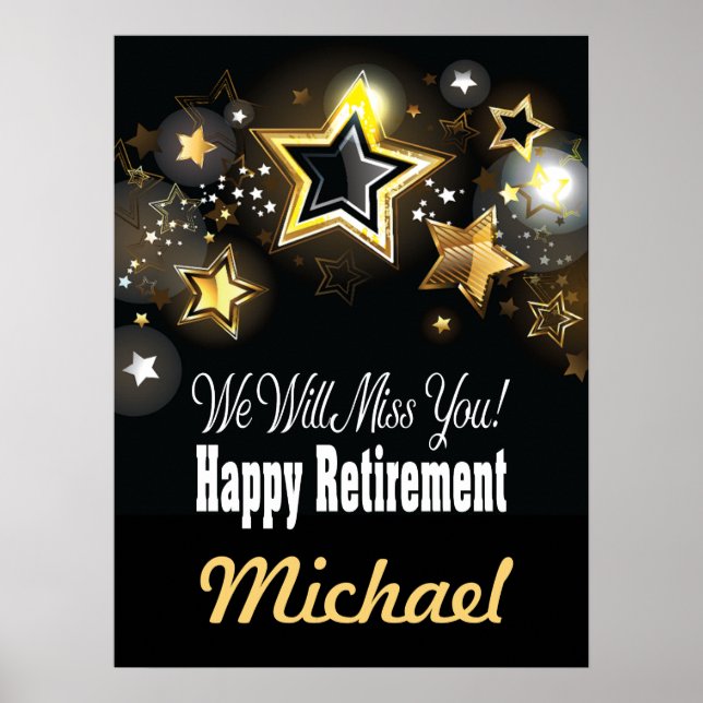 Personlig Elegant Guld Pensionering Poster (Framsidan)