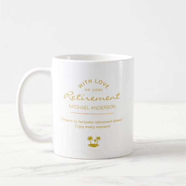 Personlig Elegant Guld Pensionssouvenir Kaffemugg (Vänster)