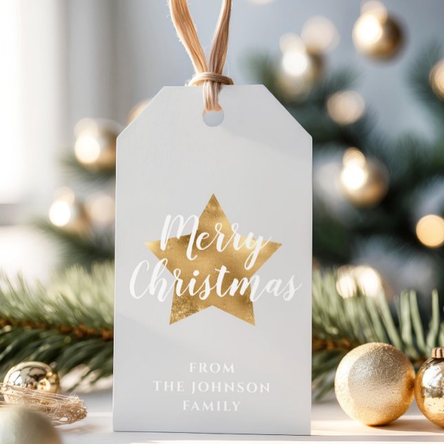 Personlig Elegant Guld-stjärnornas jul Presentetikett (Personalized Elegant Gold Star Christmas Gift Tags)
