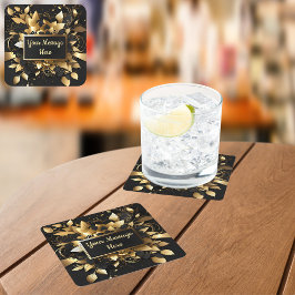 Personlig Elegant Guld Underlägg Papper Kvadrat