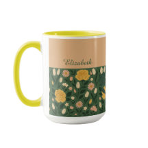 Personlig Elegant Gult Blommigt  Handle-kaffe