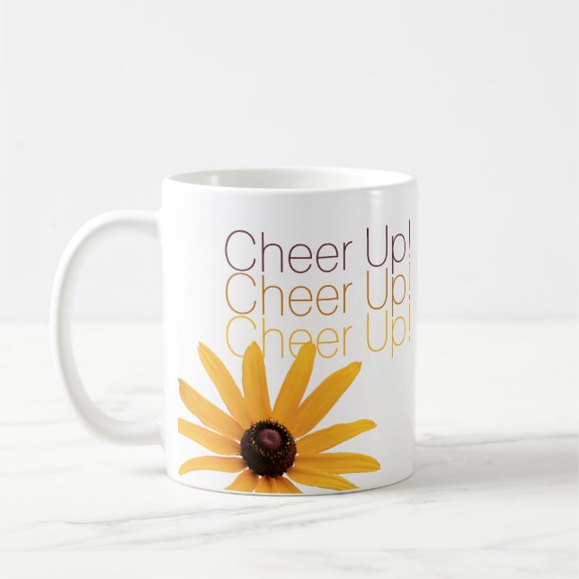 Personlig Elegant Gult Flower Cheup Brown Kaffemugg (Vänster)