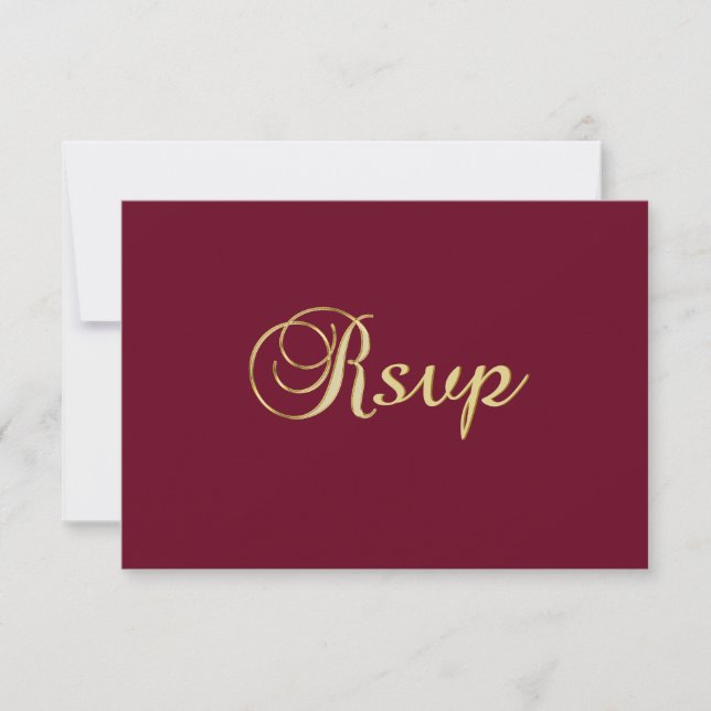 Personlig Elegant Höst Burgunder RSVP Bröllop OSA Kort (Framsida)