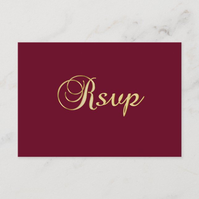 Personlig Elegant Höst Burgunder RSVP Bröllop OSA Kort (Framsida)