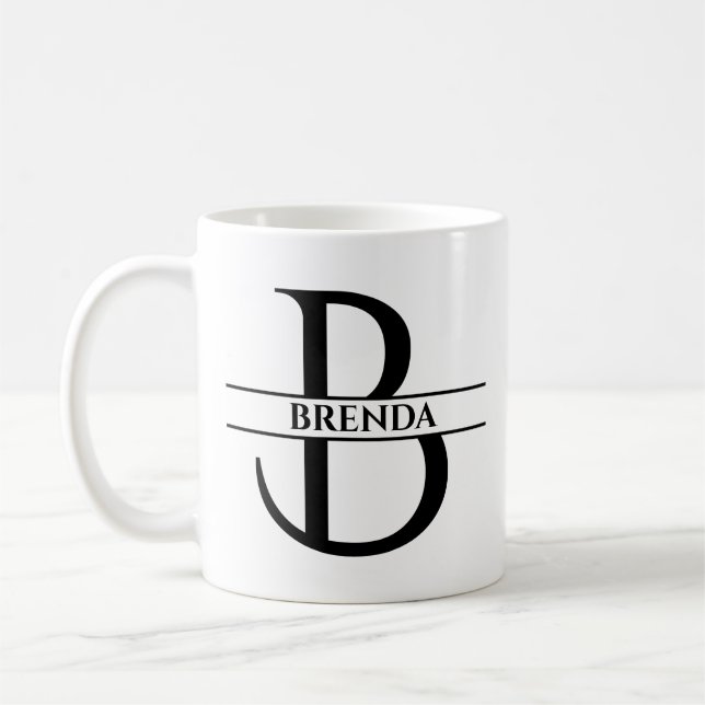 Personlig Elegant Initial Brev B Kaffemugg (Vänster)