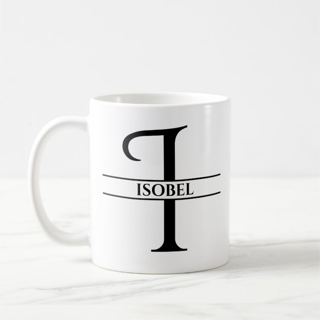 Personlig Elegant Initial Brev I Kaffemugg (Vänster)