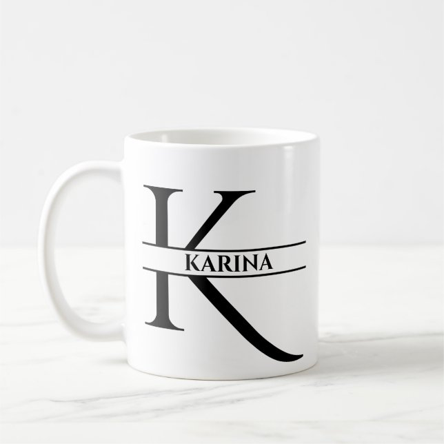 Personlig Elegant Initial Brev K Kaffemugg (Vänster)
