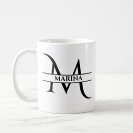 Personlig Elegant Initial Brev M Kaffemugg
