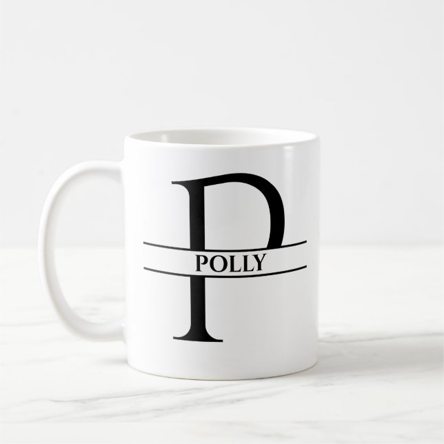 Personlig Elegant Initial Brev P Kaffemugg (Vänster)