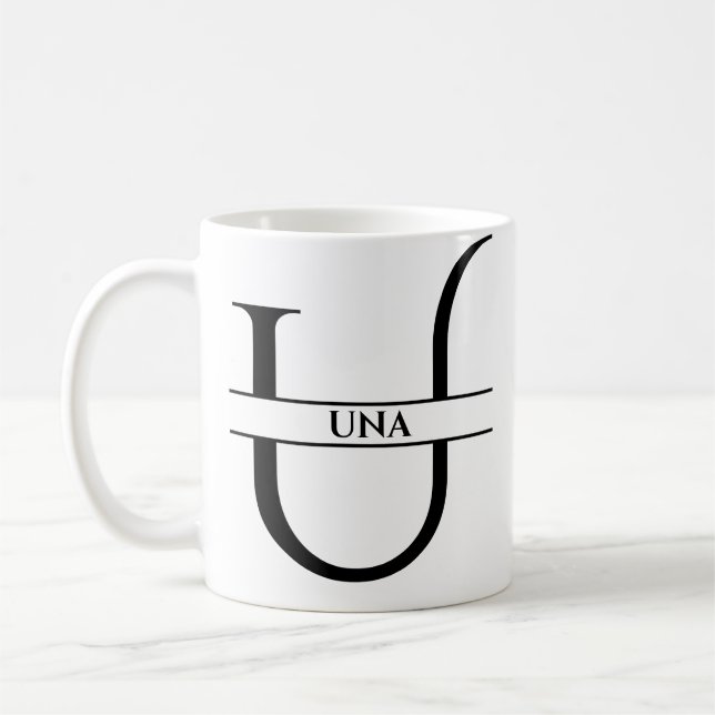 Personlig Elegant Initial Brev U Kaffemugg (Vänster)