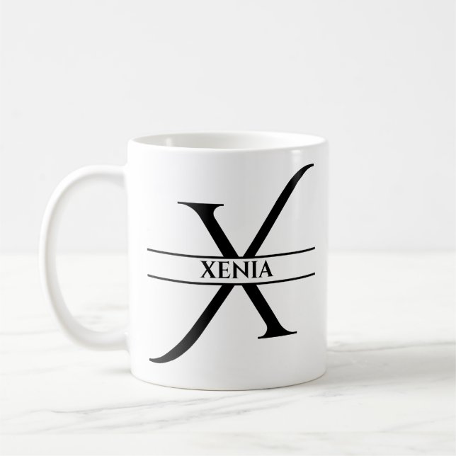 Personlig Elegant Initial Brev X Kaffemugg (Vänster)