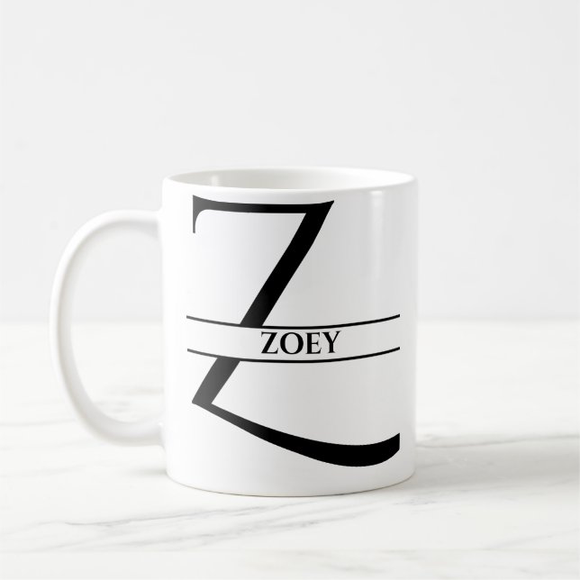 Personlig Elegant Initial Brev Z Kaffemugg (Vänster)