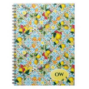 Personlig Elegant Lemon Monogram Anteckningsbok