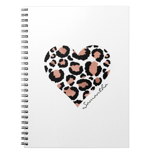 Personlig Elegant Leopard Mönster Heart Anteckningsbok (Framsidan)