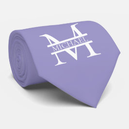 Personlig Elegant Lila Monogram och Namn Slips