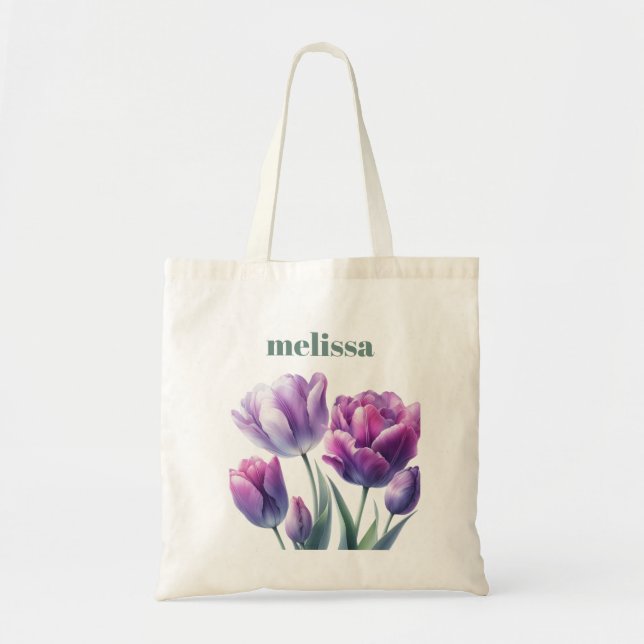 Personlig Elegant lila Monogram Tygkasse (Framsidan)