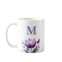 Personlig Elegant lila Tulip Monogram