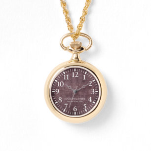 Personlig Elegant Lila Vin Linen Struktur Armbandsur