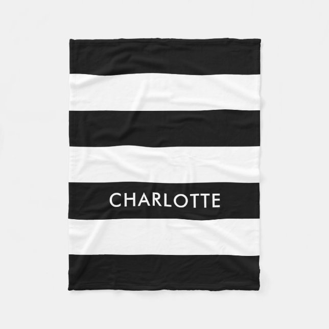 Personlig Elegant Luxury Black and white rand Fleecefilt (Framsidan)