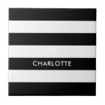 Personlig Elegant Luxury Black and white rand Kakelplatta<br><div class="desc">Personlig Original Cute Elegant Black and white rand line mönster</div>