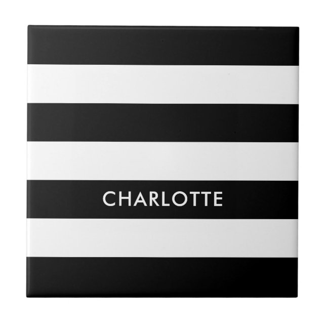 Personlig Elegant Luxury Black and white rand Kakelplatta (Framsidan)